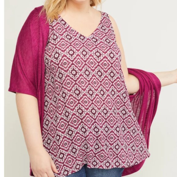Crinkle Floral Swing Tank Lane Bryant 28 4x - Picture 1 of 2